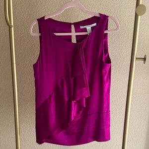 **Vintage** 100% Silk Vintage Diane Von Furstenberg Magenta Ruffle Blouse
